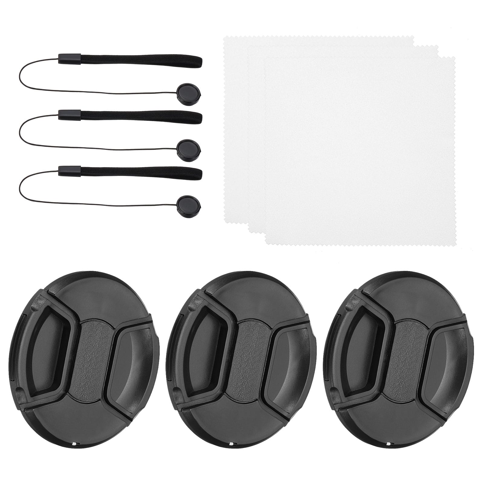 Unique Bargains - 3pcs 82mm Center Pinch Lens Cap for Nikon/Fujifilm/Pentax/Leica - Black