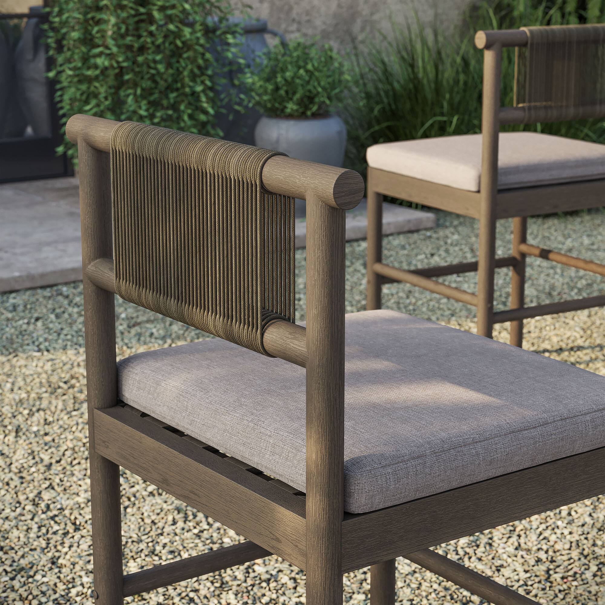 Alt View 1. Modway - Eleni Outdoor Teak Wood Counter Stools Set of 2 by Modway - Weathered Gray Pebble.