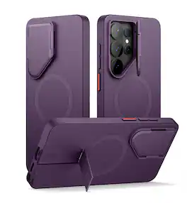 SURITCH - Phone Case for Samsung Galaxy S26 Ultra , Magnetic Protective Cover with Camera Cover & Adjustable Metal Kickstand - Dark Purple
