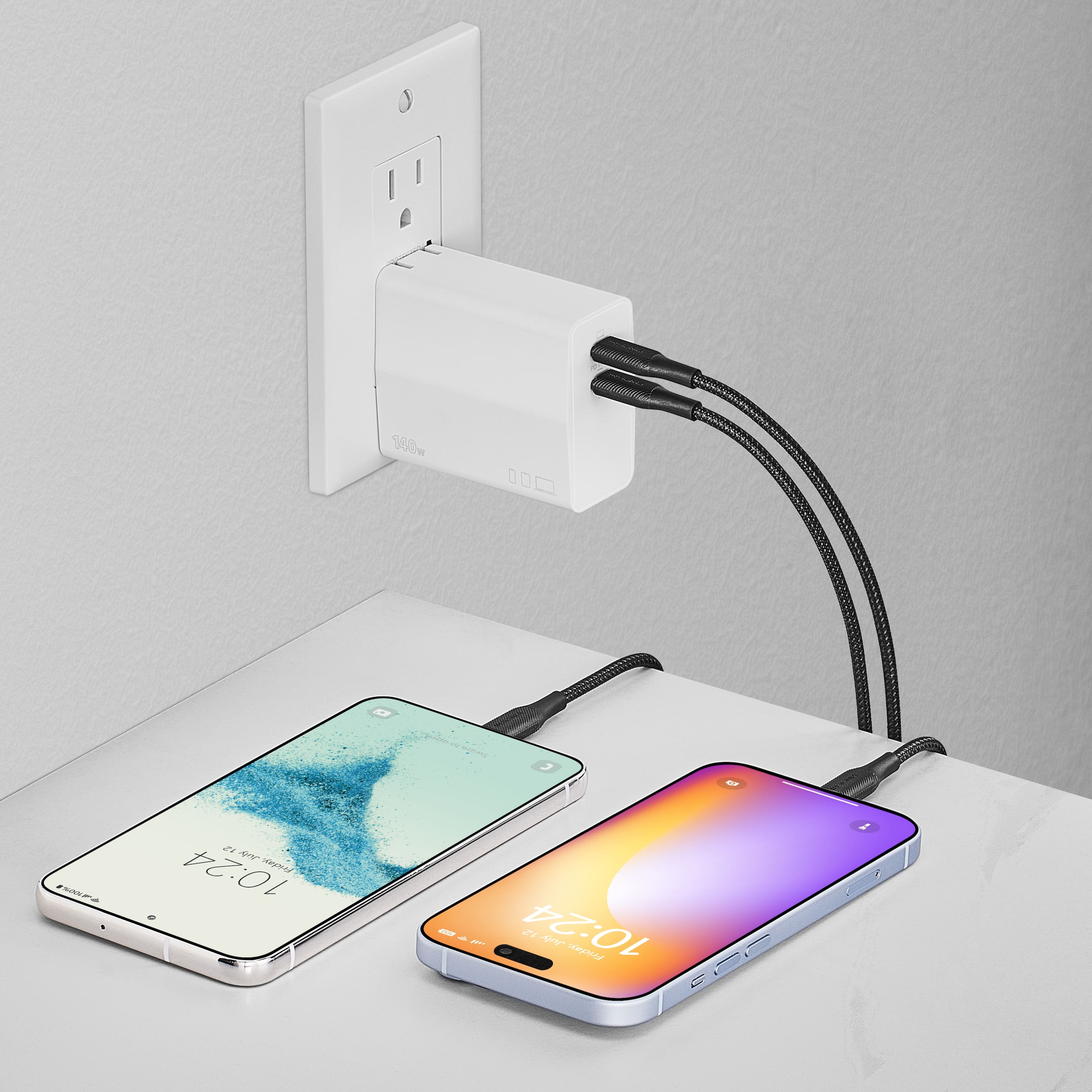 The text on the image reads: "160W tA S 10:24 mE - - 1 10:24 21 A H F0 A". This text is likely a combination of various elements, such as a time stamp, a power supply, and a device identifier. It is not clear what the exact meaning of this text is, but it seems to be related to the charging process of a cell phone.