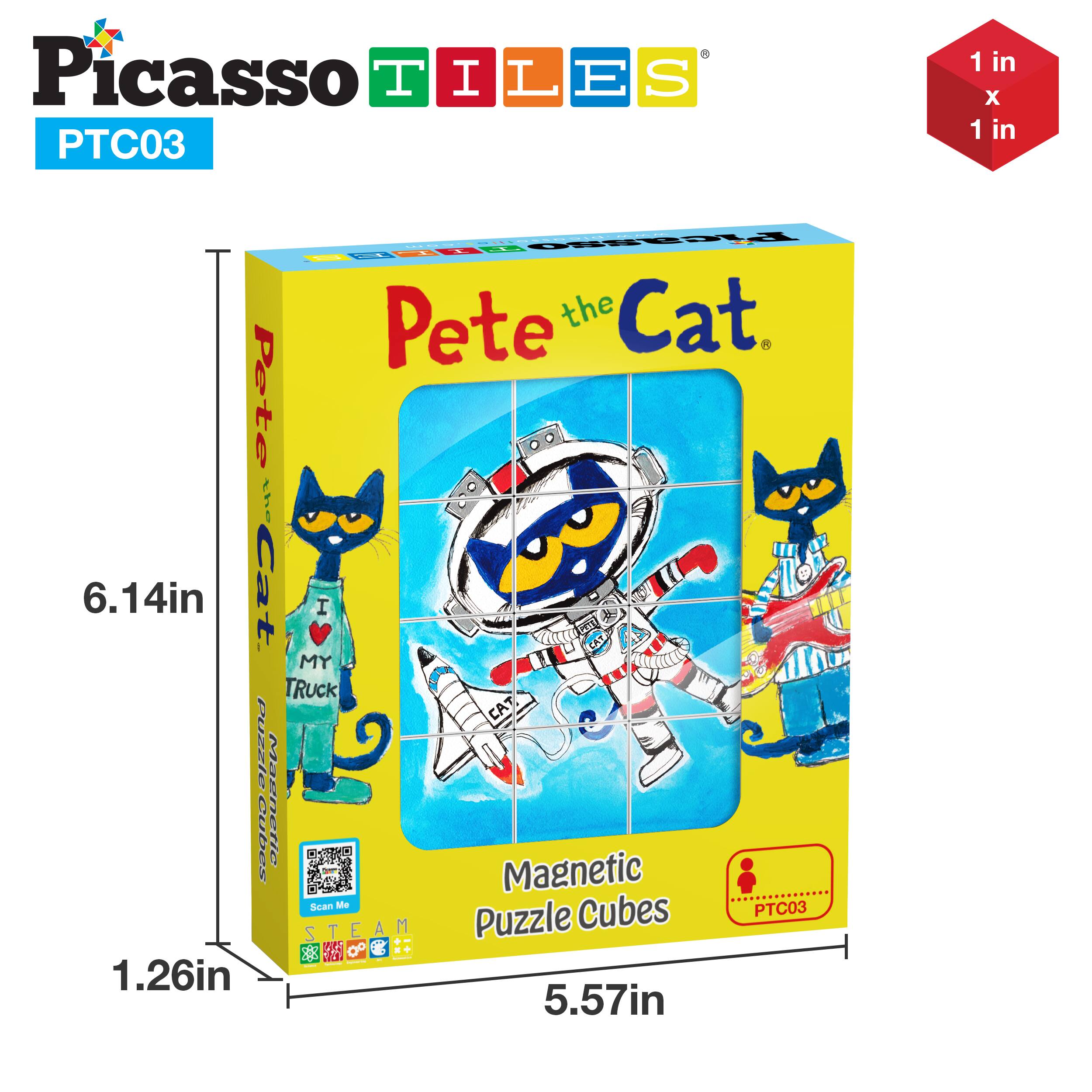 Picasso Tiles  
PTC03  
Pete the Cat  
Magnetic Puzzle Cubes  
1 in x 1 in  
6.14in x 5.57in x 1.26in  
Scan Me  
STEAM  
PTC03