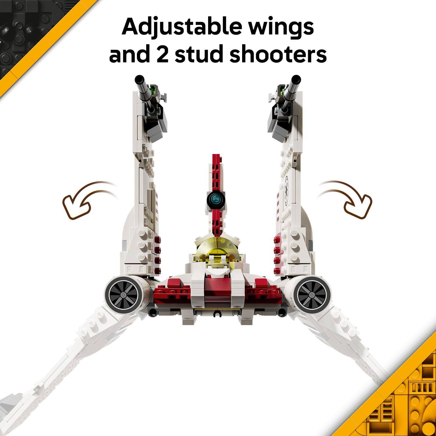 Adjustable wings and 2 stud shooters
