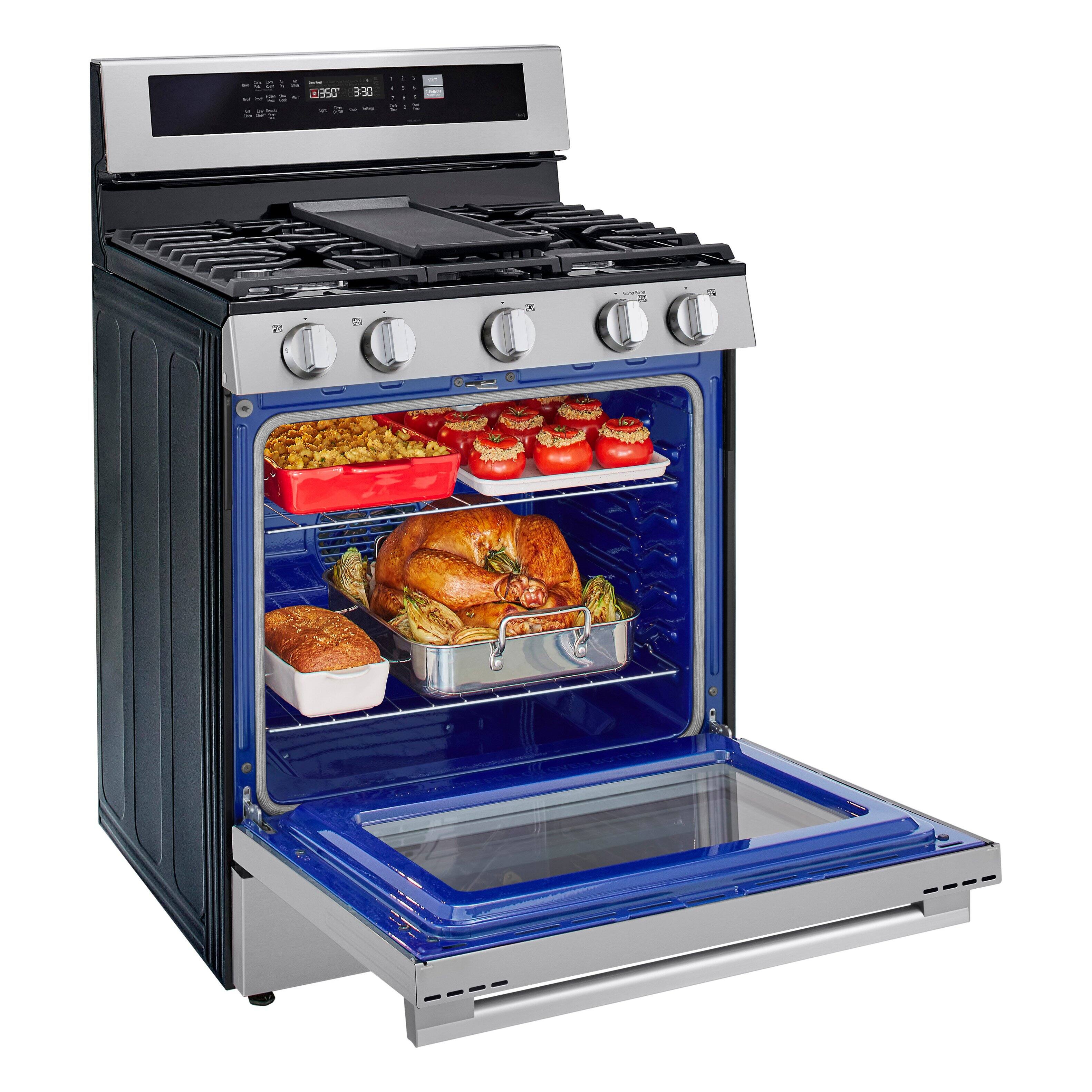 Alt View 10. LG - 30-in Wide 6.3 Cu. Ft. Freestanding Gas True Convection Smart Range with 5 Burners, Air Fry and UltraHeat 20K Burner - PrintProof Stainless Steel.