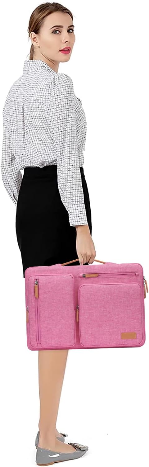 Alt View 2. mosiso - 360 Protective Laptop Handbag Sleeve 15-15.6 inch for MacBook Pro 16 HP Acer Dell Lenovo ASUS - Rose Red.