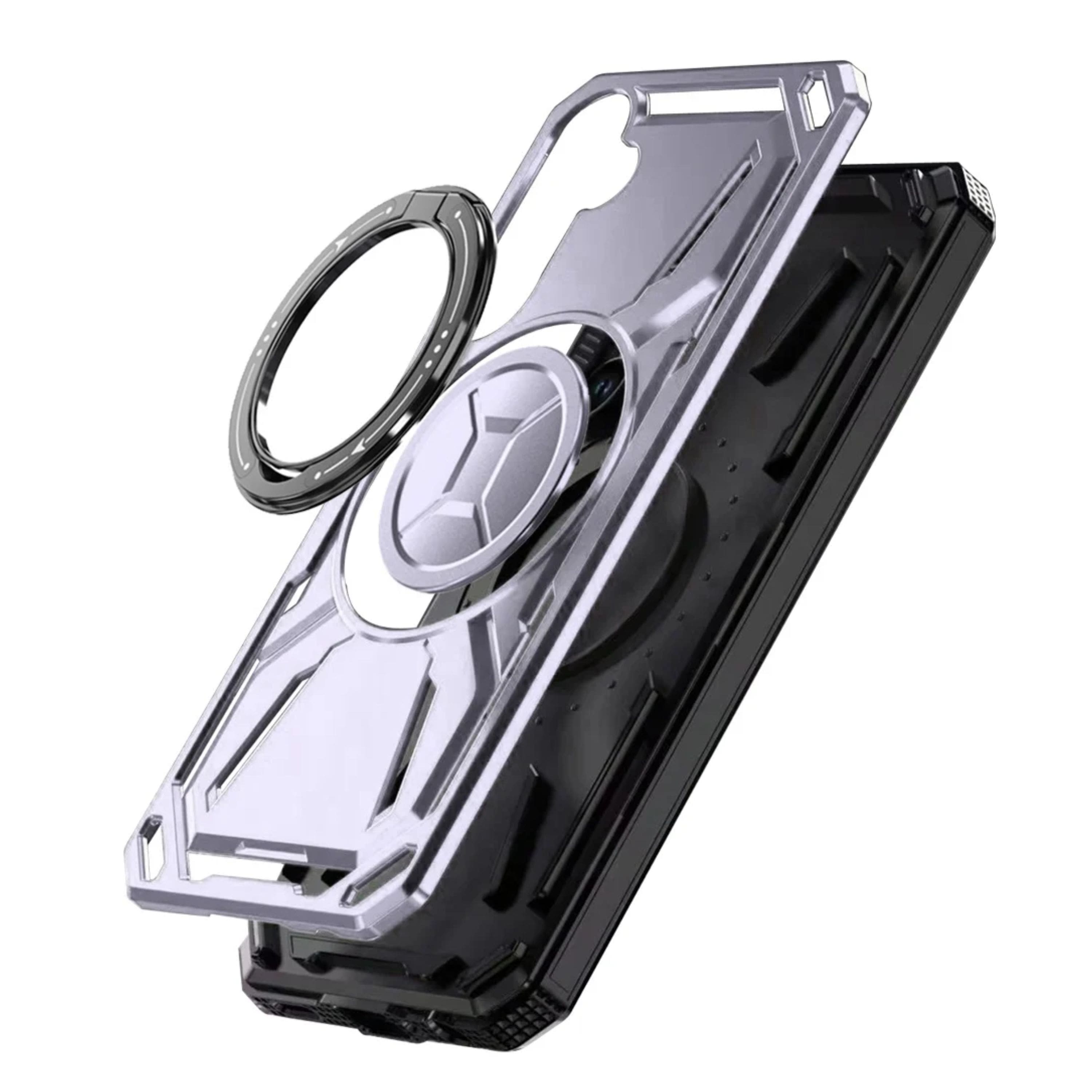 Kitcheniva - Shockproof Magnetic Circle Metal Stand Rotating Phone Case With Tempered Glass For Samsung Galaxy A57 5G - Light Purple