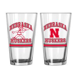 Logo Brands - Nebraska Huskers 16oz. Pint Glass Two Pack - Multicolor