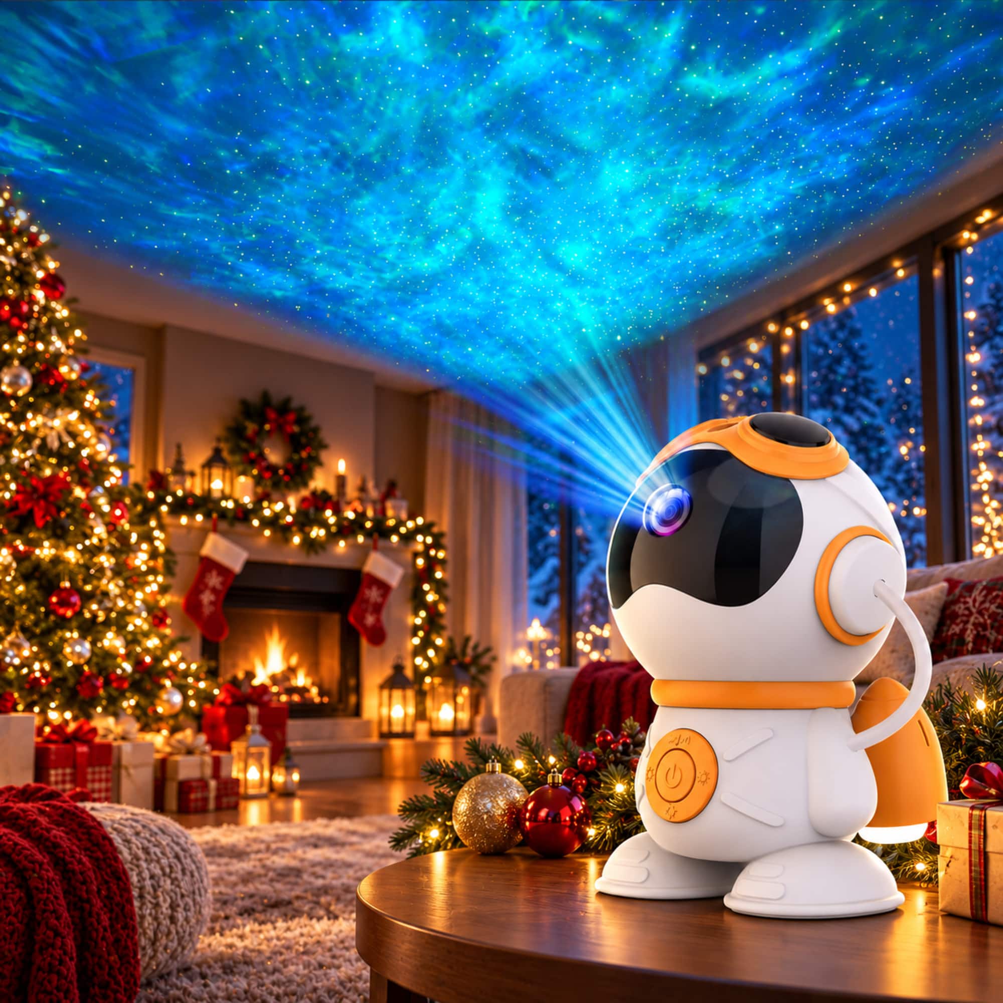 Rossetta - Astronaut Rocket Star Projector with Bluetooth Speaker 7-Color Night Light and Adjustable Head - Available in various colors
