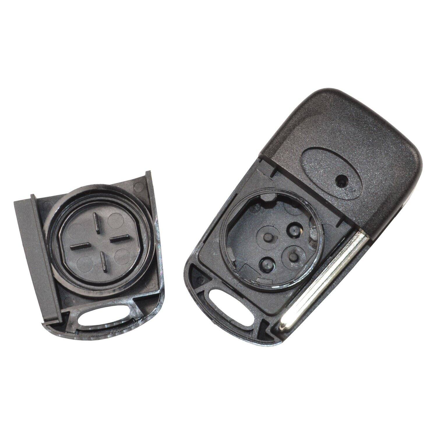 Back. HQRP - Flip Folding Key Fob Shell Case 3-Button Remote Cover for Kia Soul 2010-2013 2-Pack - Black.