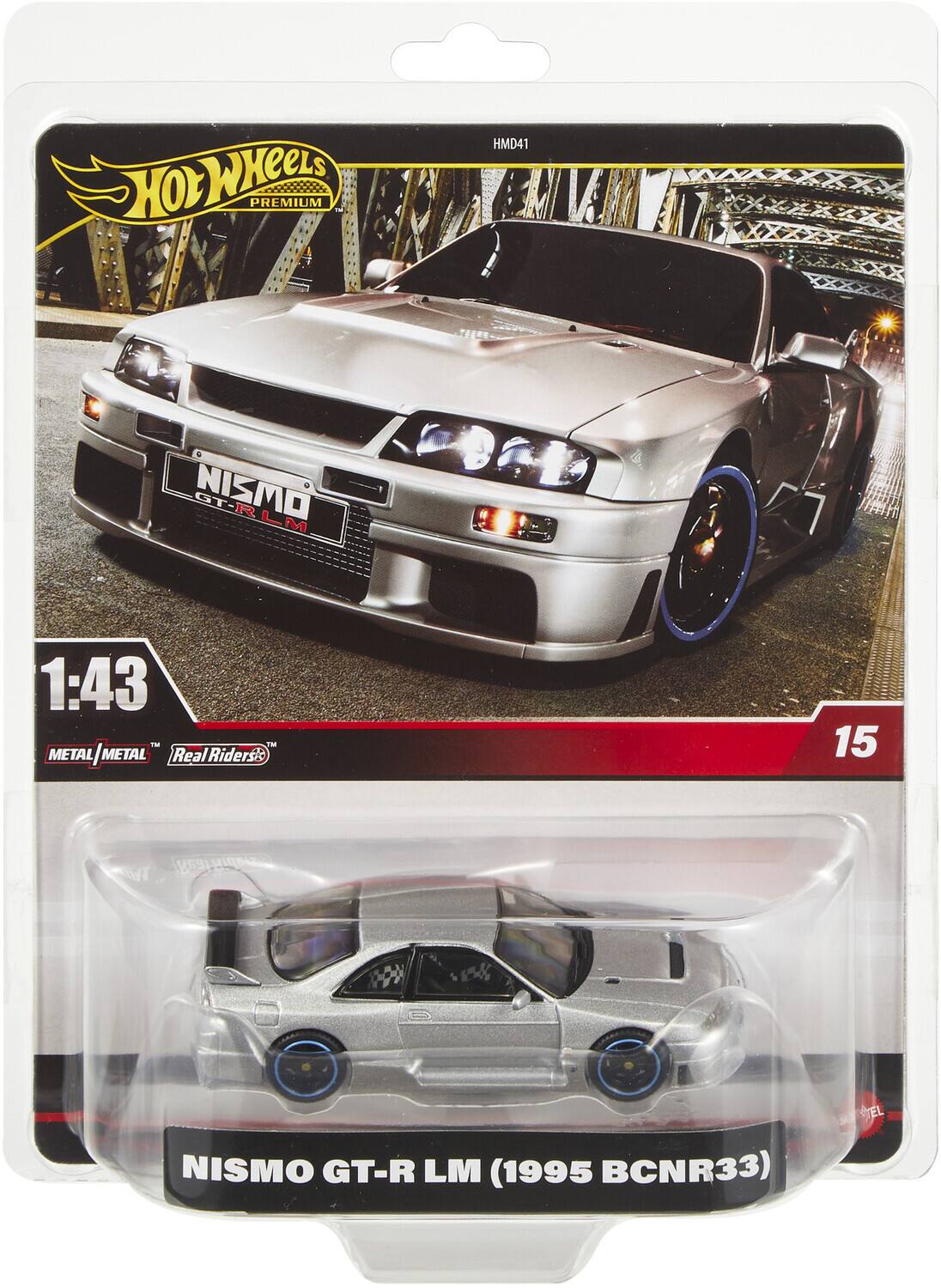 Hot Wheels Premium  
HMD41  
1:43  
Metal/Metal  
Real Riders  
NISMO GT-R LM (1995 BCNR33)