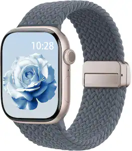 Core Tech - Braided Stretchy Magnetic Watch Band for Apple Watch 44/45/46/49mm & 42mm Series 1-3 - Anchor Blue