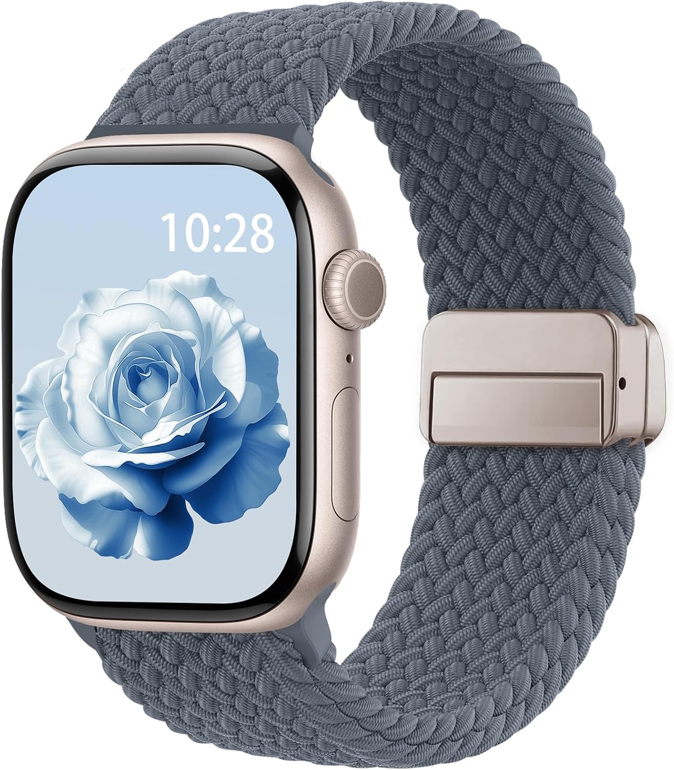 Front. Core Tech - Braided Stretchy Magnetic Watch Band for Apple Watch 38/40/41/42mm - Anchor Blue.