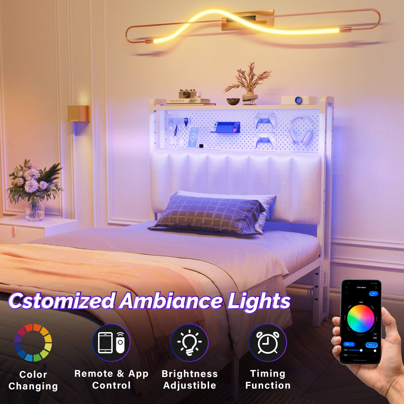 NIMIN - Customized Ambiance Lights

- Color Changing
- Remote & App Control
- Brightness Adjustable
- Timing Function