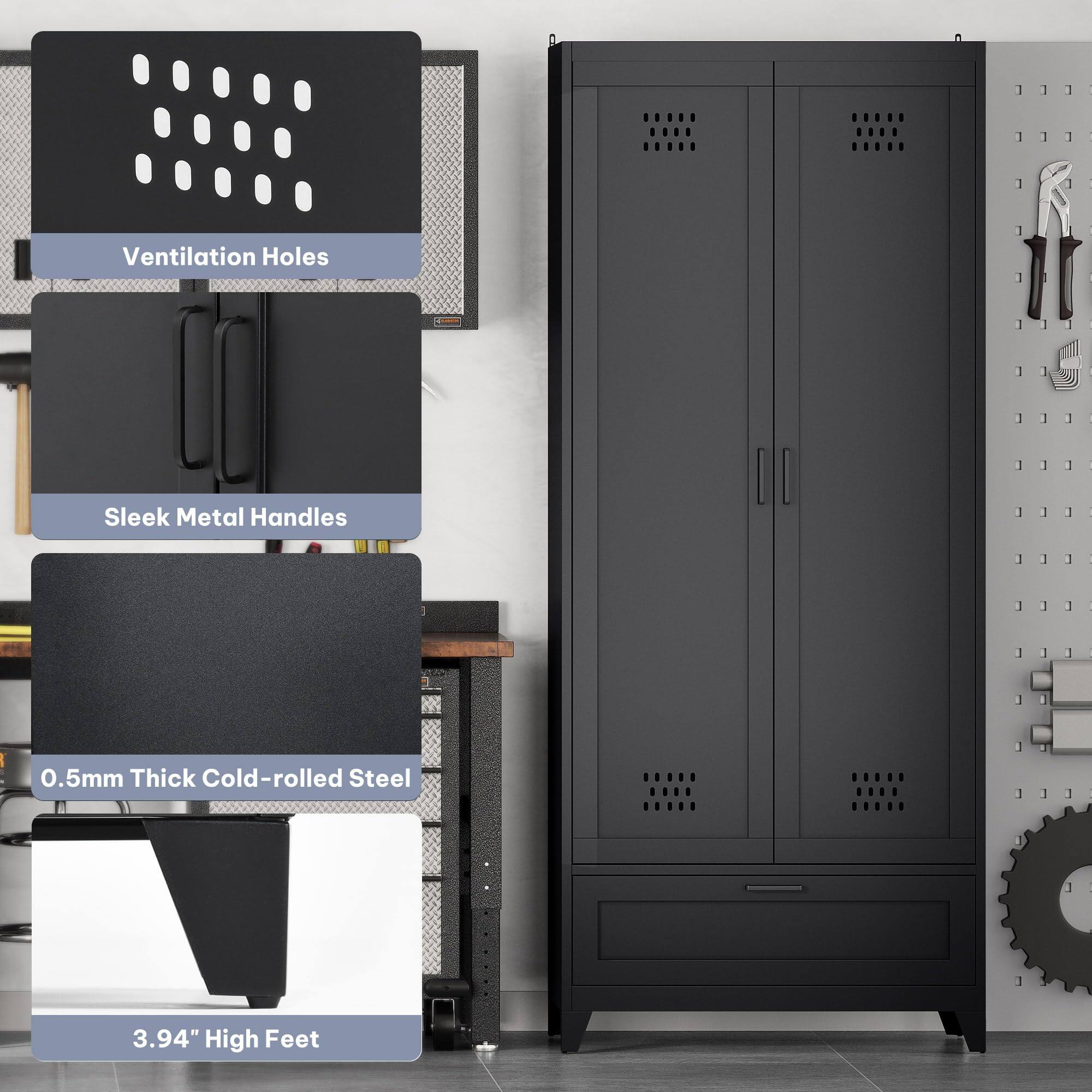 Ventilation Holes  
Sleek Metal Handles  
0.5mm Thick Cold-rolled Steel  
3.94" High Feet