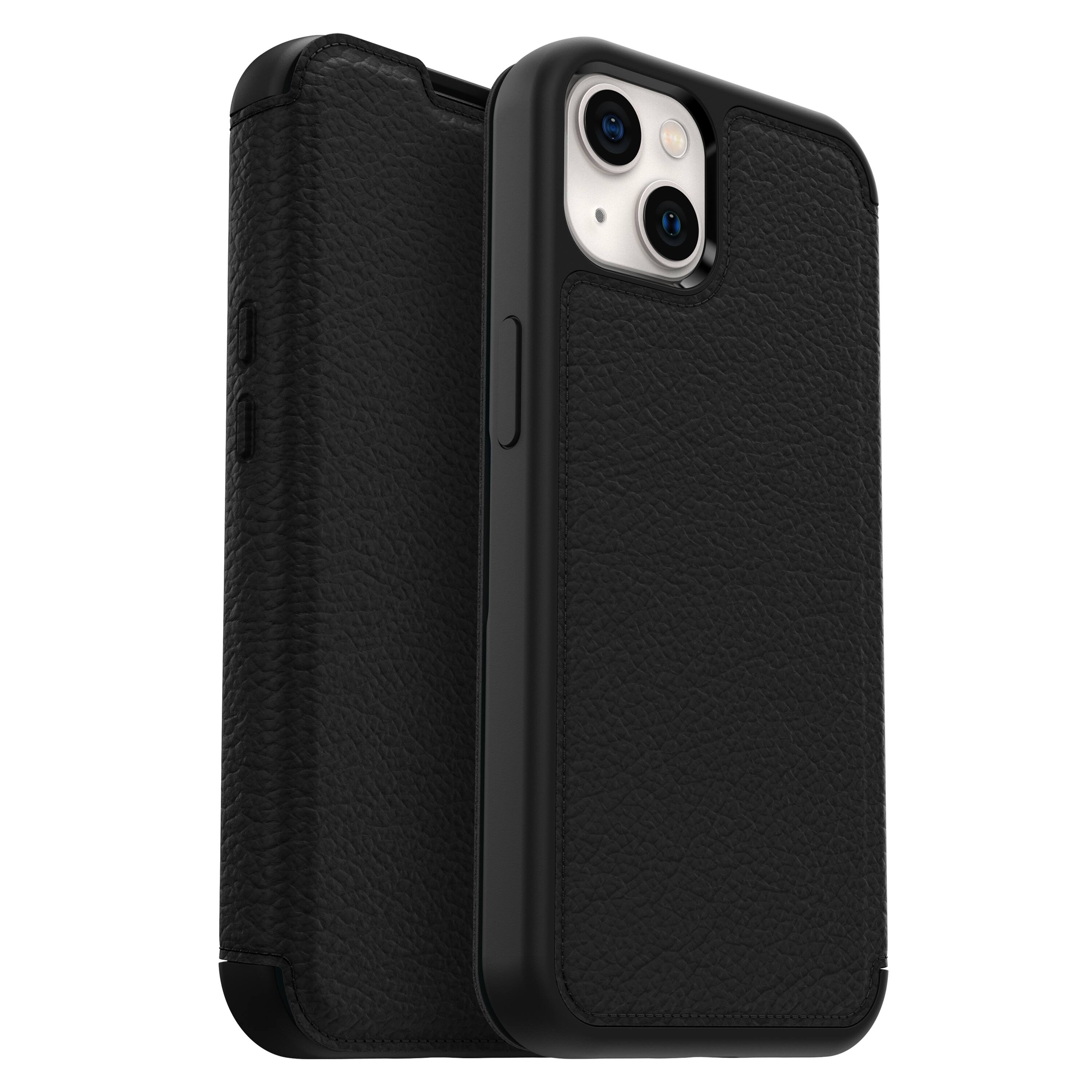 Front. OtterBox - Strada Case for Apple iPhone 13 - Shadow Black.