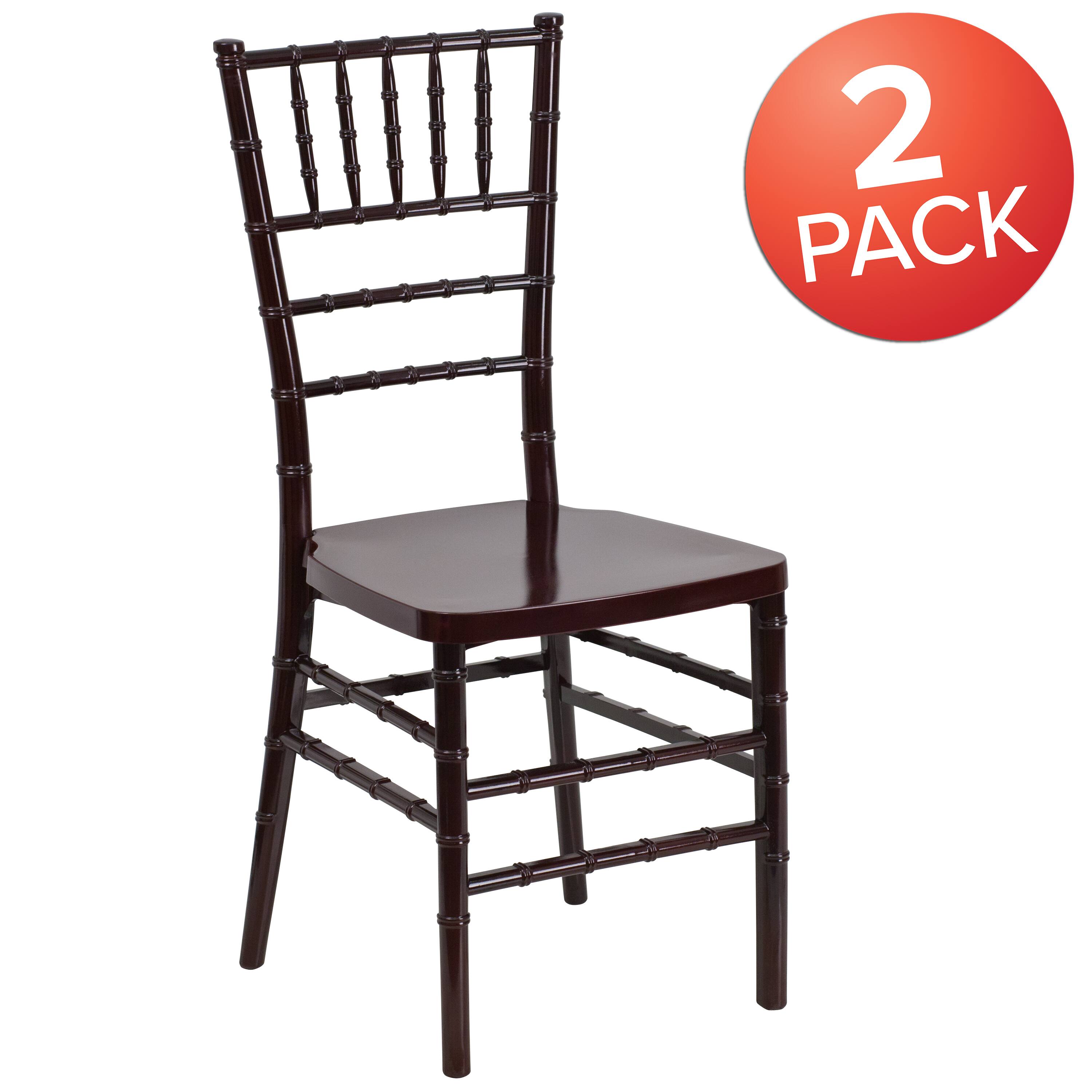 Alt View 1. Emma + Oliver - 2 Pack PREMIUM Resin Stacking Chiavari Chair - Mahogany.