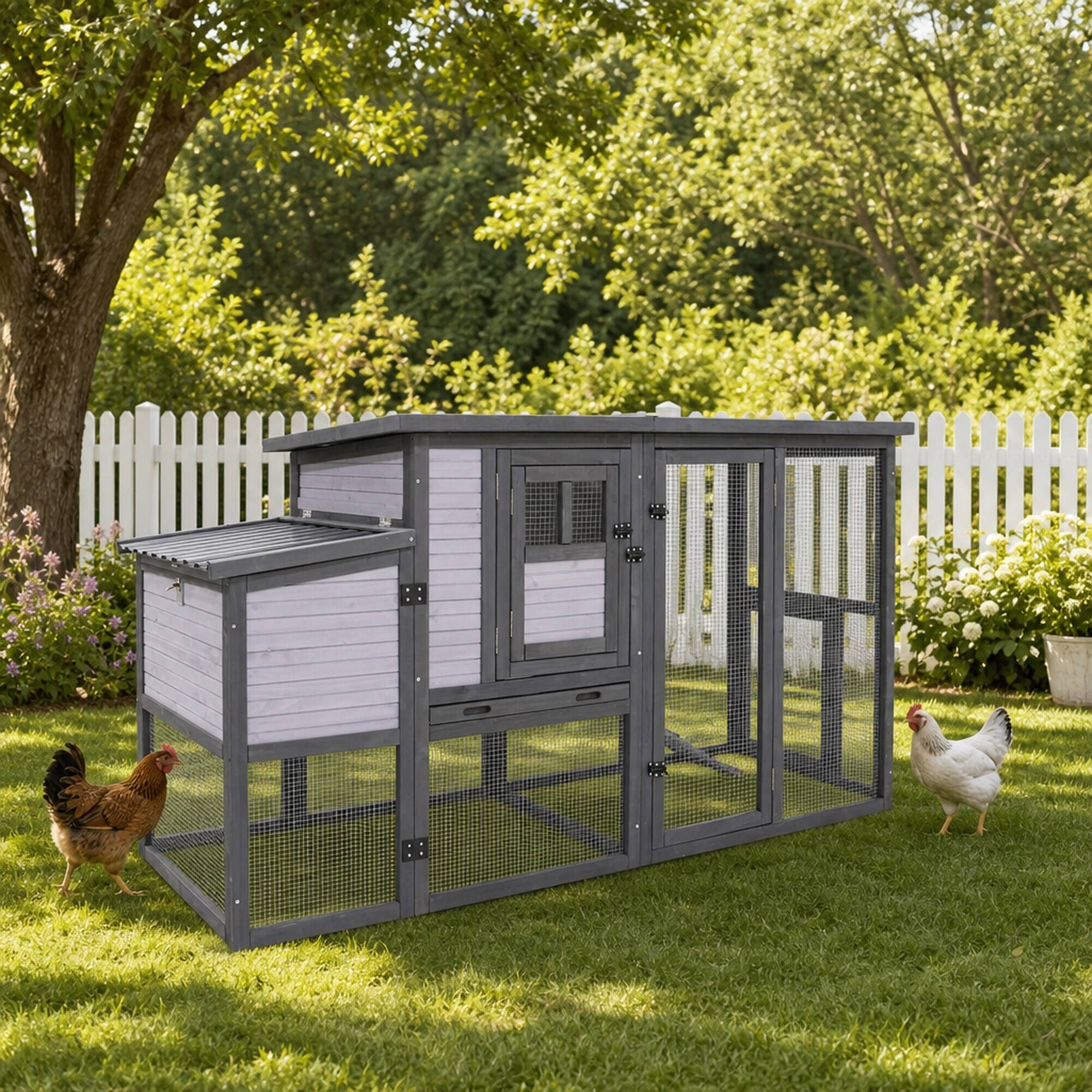 RYHNUYNE 79 in Wooden Chicken Coop, Outdoor Hen House for 5 8 Birds ...