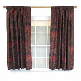 RLF Home - Espadas 100% Cotton Rod Pocket Window Curtain set of 2 Panels 100" x 63" - Burgundy