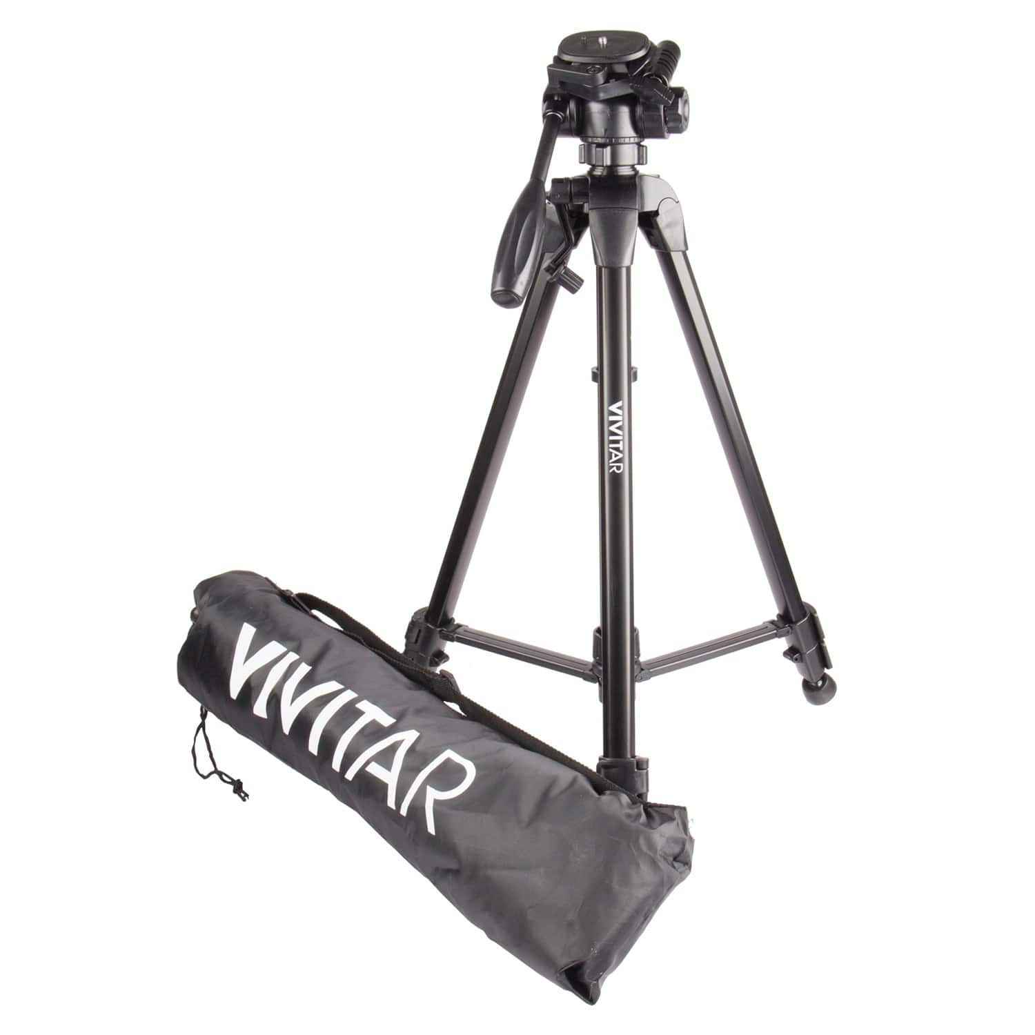 Vivitar - Viv-vpt-3662 Professional Tripod With 3-way Fluid Pan Head (62 In.) - Black