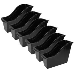 Storex - Small Book Bin, Black, Pack of 6