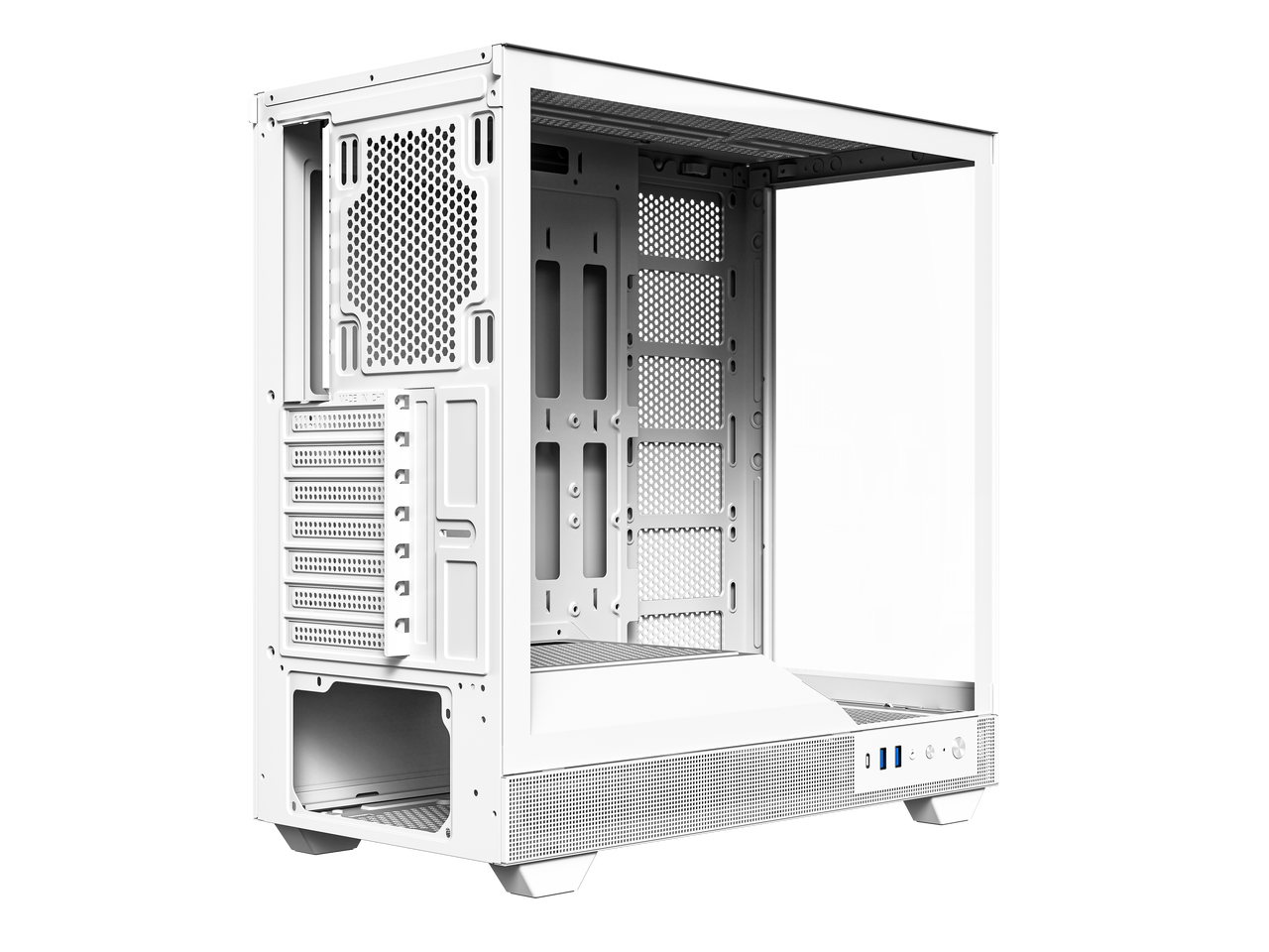 Alt View 4. DIYPC - DIYPC IDX6-W-NF White ATX Gaming Case, Dual USB3.0/Type-C, Dual Tempered Glass (Fans Not Incl.) - White.