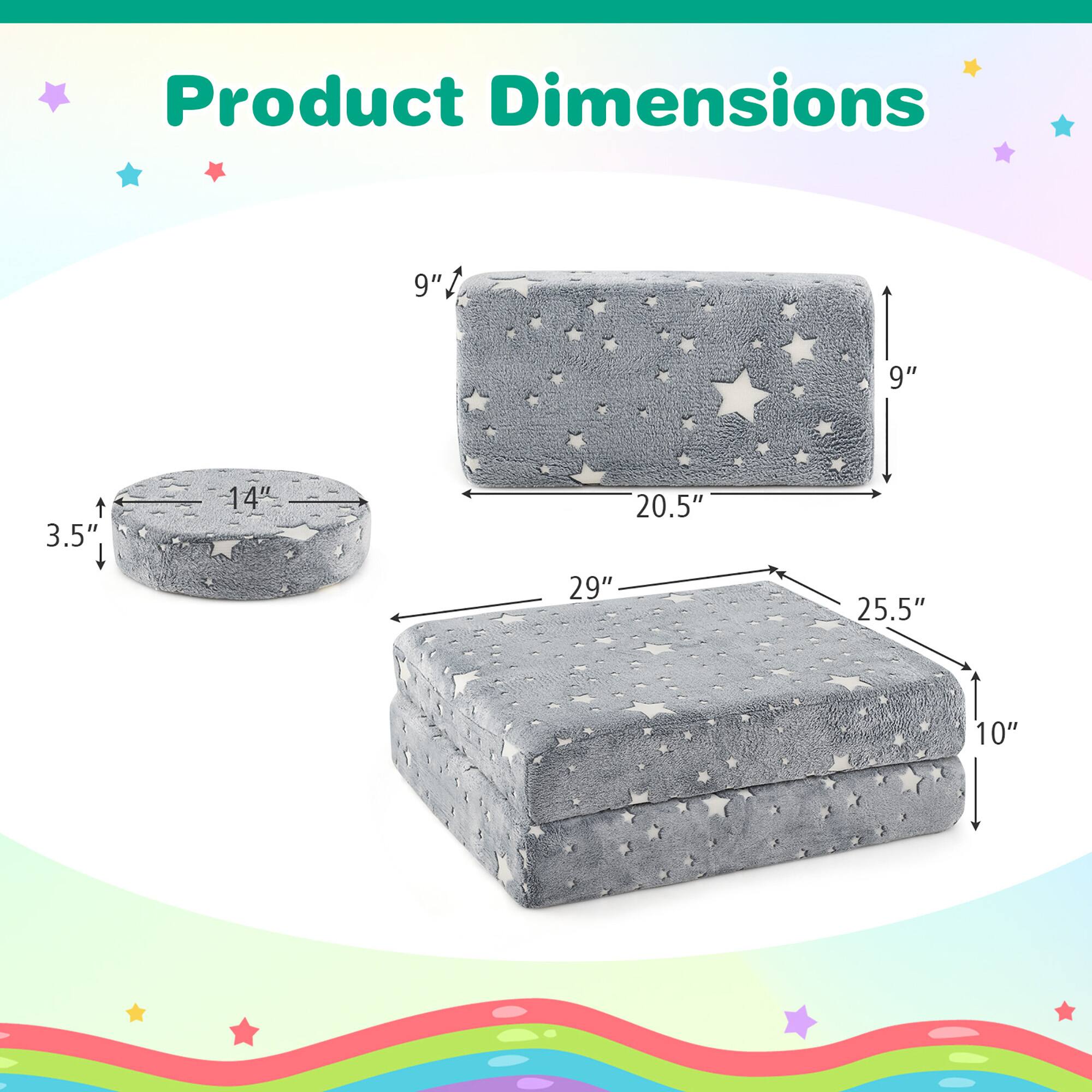 Product Dimensions

- 3.5" x 14"
- 9" x 20.5" x 9"
- 29" x 25.5" x 10"