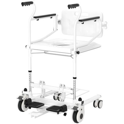 Front. Topteng - Multi-Function Patient Lift Wheelchair-4-in-1 Transfer Chair with Seat,250 lb Capacity & Adjustable Height for Home Care - White.