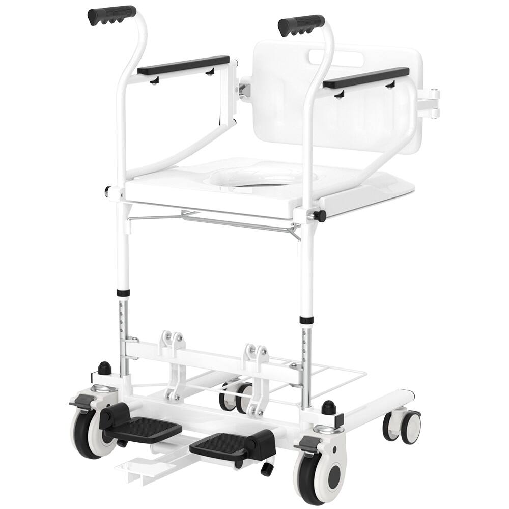 Front. Topteng - Multi-Function Patient Lift Wheelchair-4-in-1 Transfer Chair with Seat,250 lb Capacity & Adjustable Height for Home Care - White.