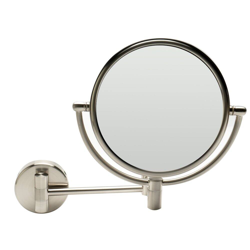 Angle. Alfi - 8" Round Wall Mounted 5x Magnify Cosmetic Mirror - Silver.