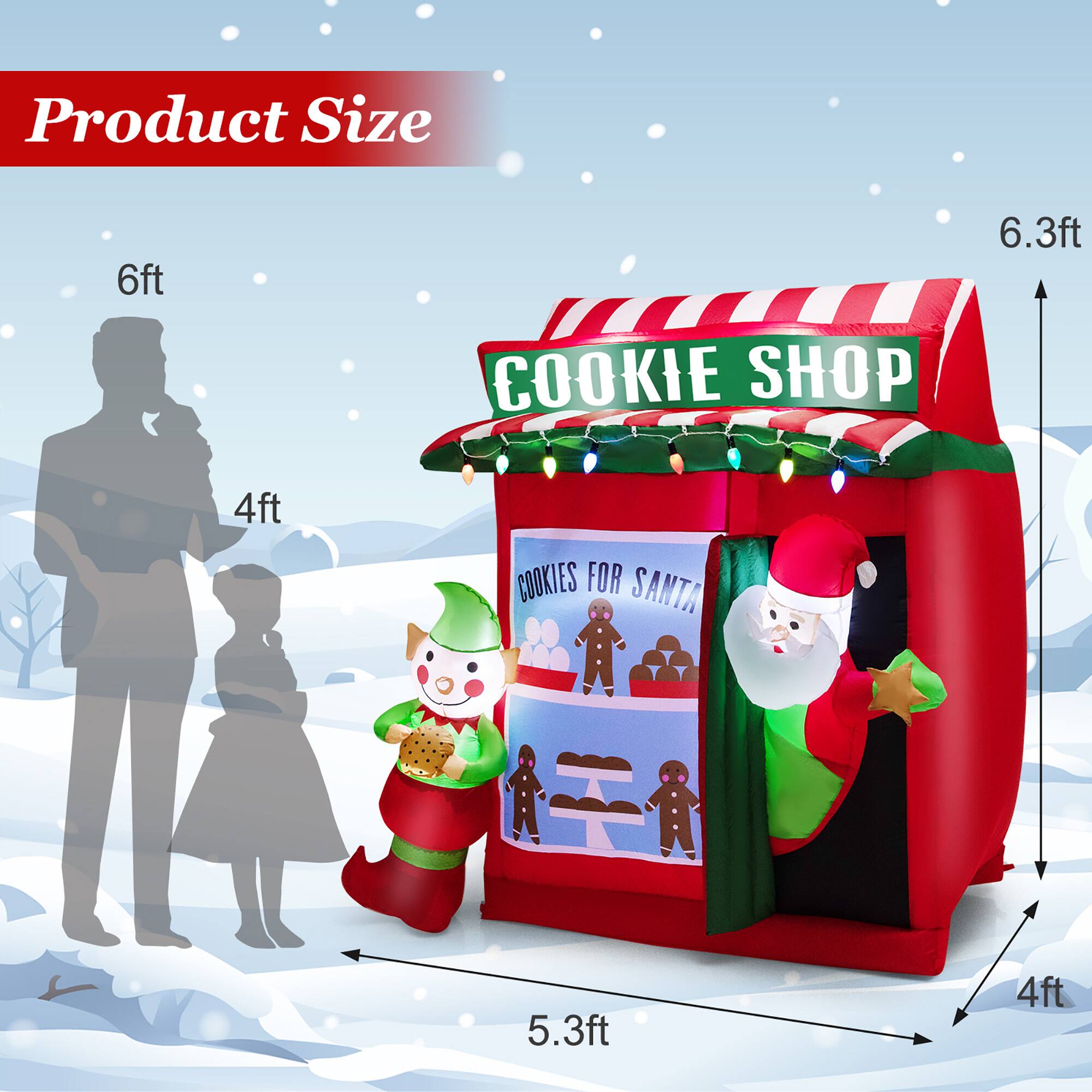 Product Size

6ft  
4ft  
COOKIE SHOP  
6.3ft  
5.3ft  
4ft