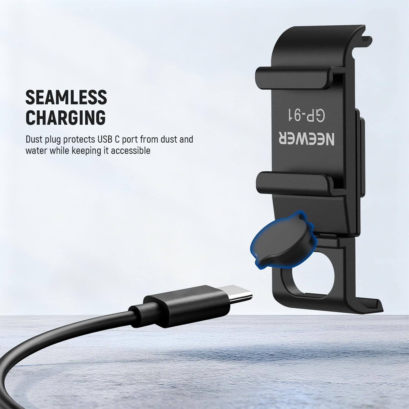 SEAMLESS CHARGING

Dust plug protects USB C port from dust and water while keeping it accessible

GP-91 NEEWER