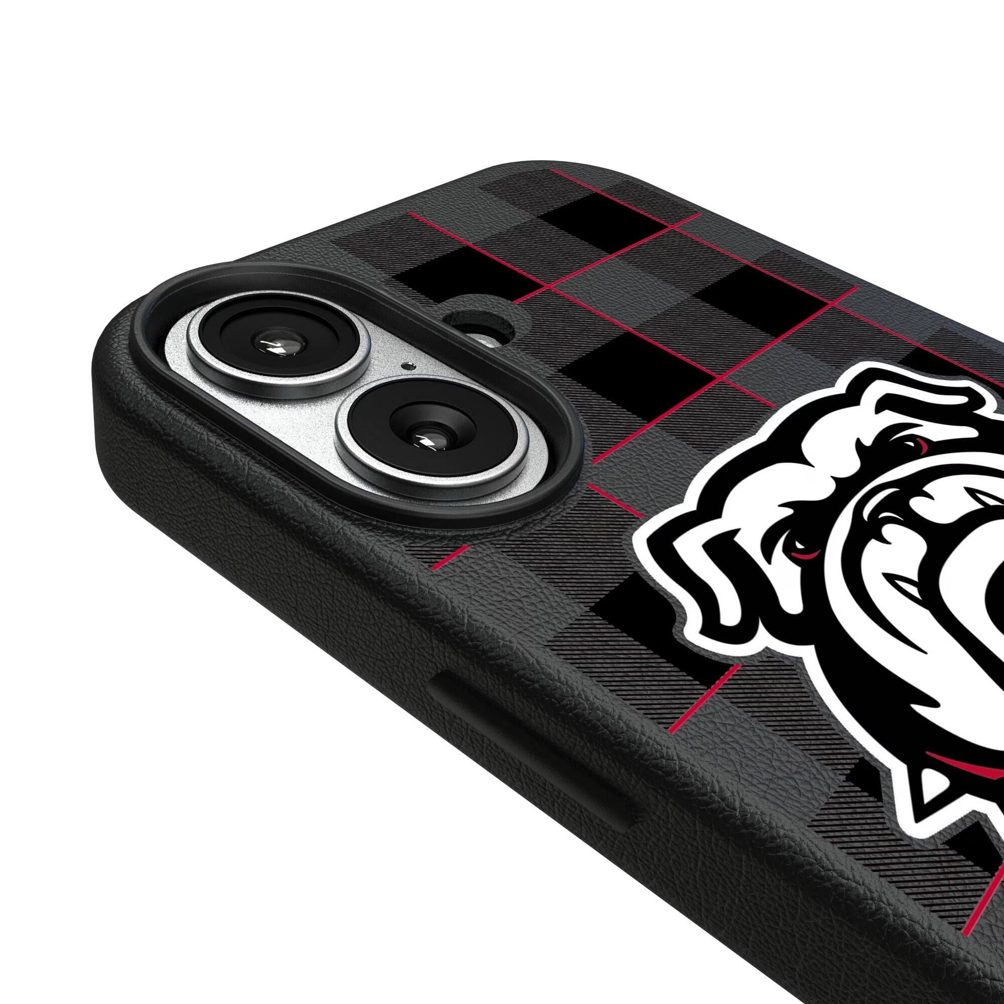 Alt View 2. Keyscaper - Georgia Bulldogs Plaid Magnetic Bump iPhone Case - 15 - Black.