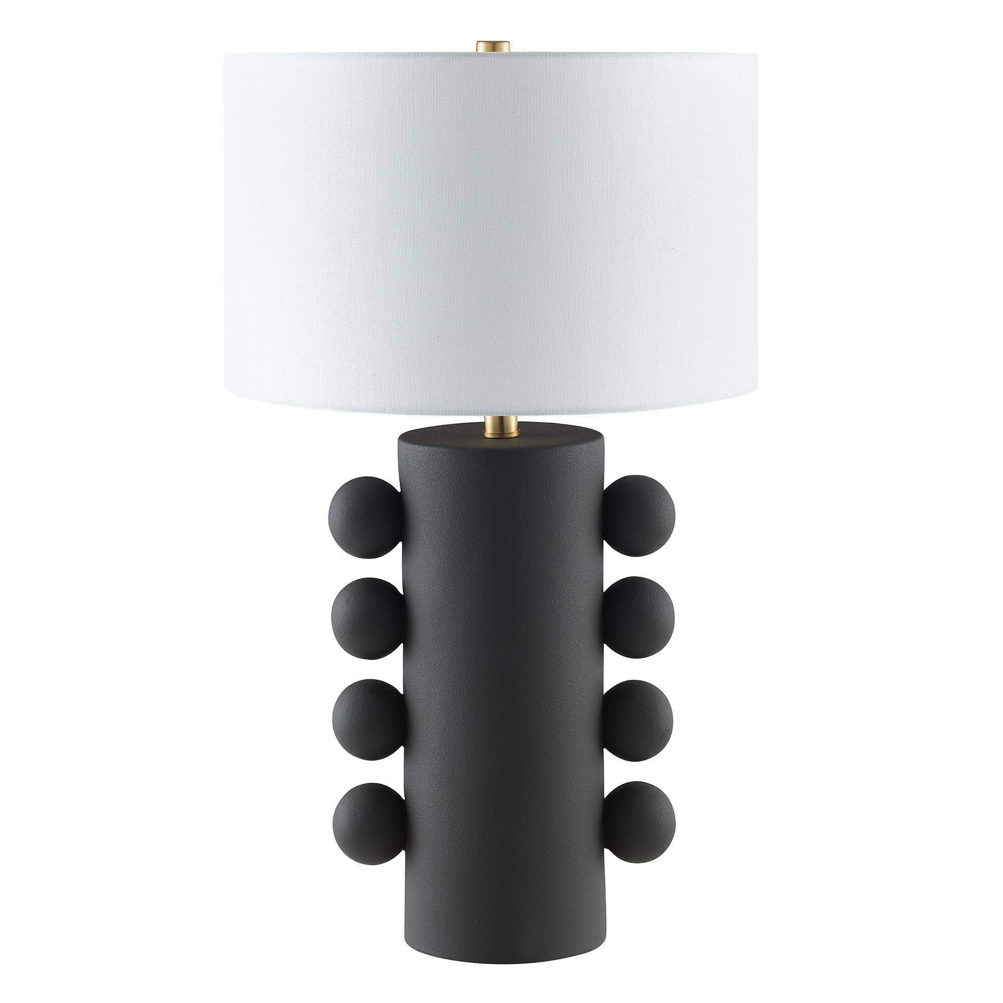 Front. Hudson&Canal - Jurrah 27" Tall Ceramic Table Lamp with Fabric Shade in Matte Black/White.