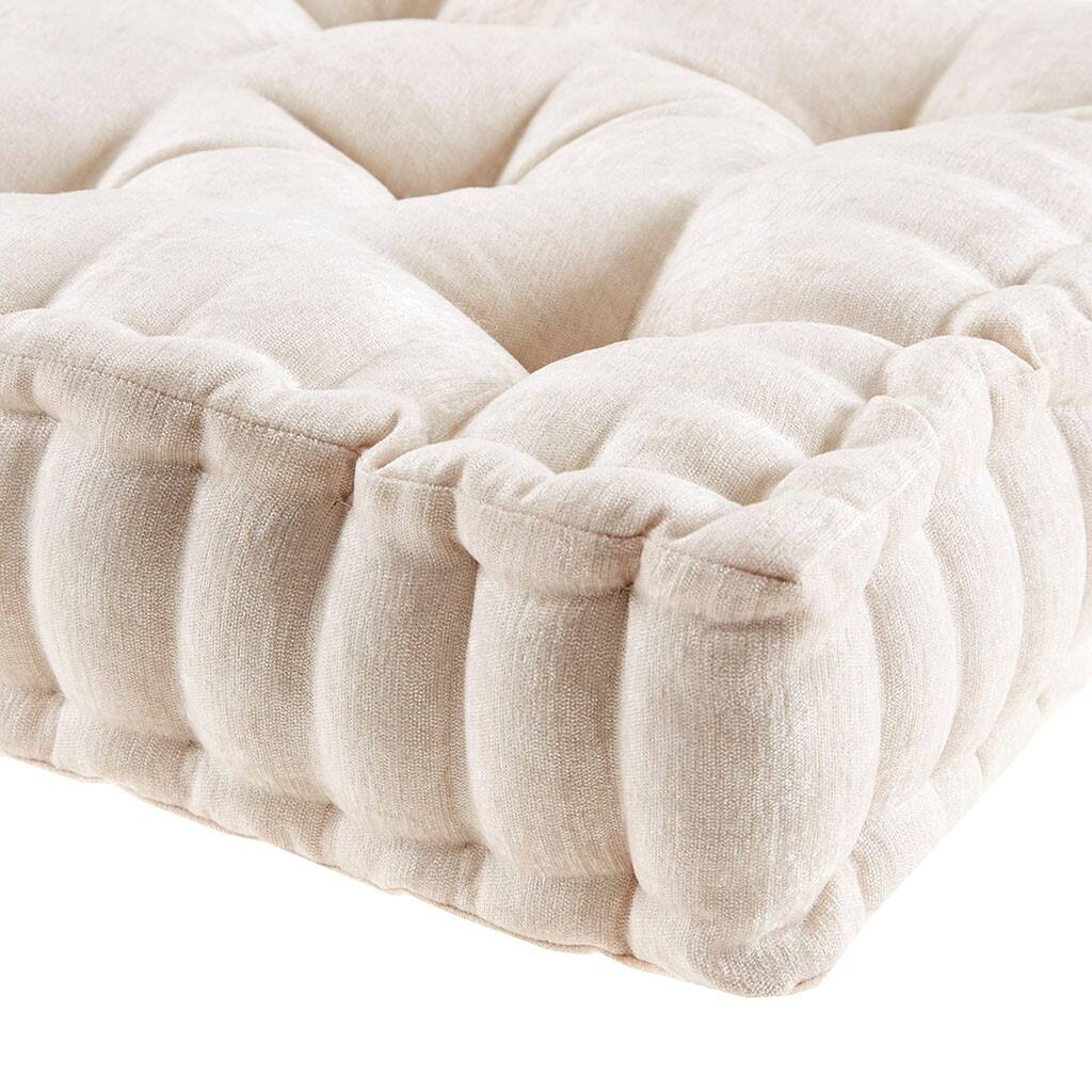 Alt View 5. Gracie Mills - Gracie Mills Elara Textured Poly Chenille Square Floor Pillow Cushion - Ivory.