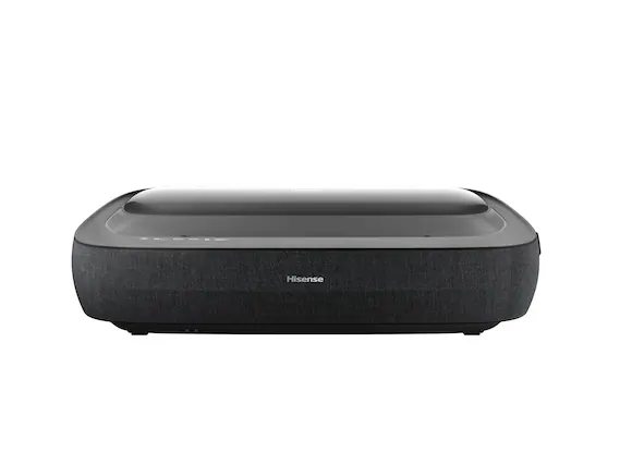 Front. Hisense - L9H Laser TV TriChroma UST Projector with INCLUDED 120" ALR Screen, 4K UHD, 3000 Lumens, Dolby Vision & Atmos, Google TV - Black.