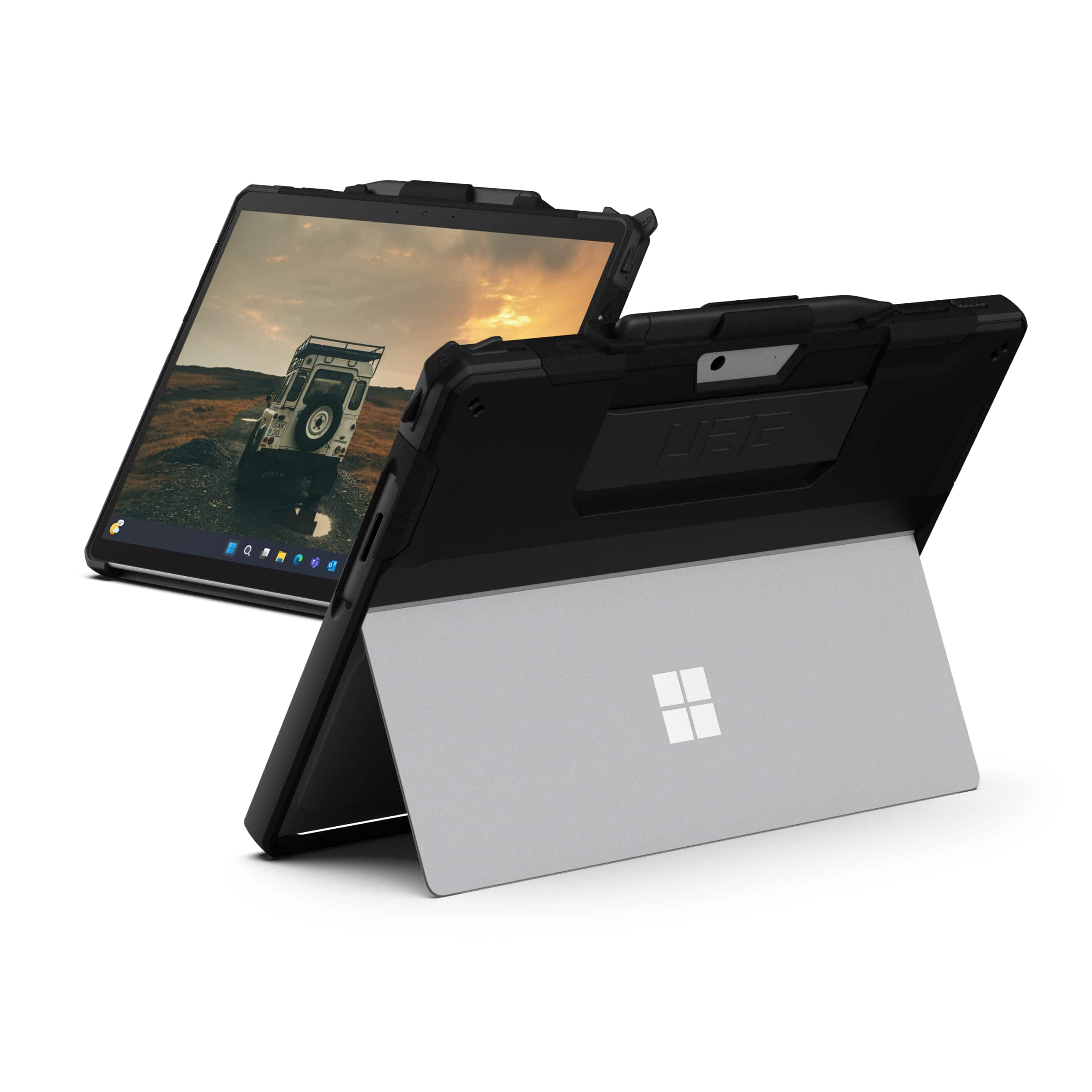 Front. UAG - Microsoft Surface Pro 13" 12th Edition/11th Edition Case w/ Built-in Kickstand, Pen Holder, & Hand Strap - Black.