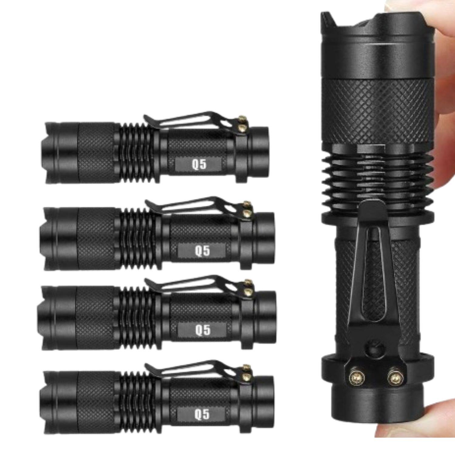 Front. Home Collection - 5x  Military Mini LED Flashlight Police Torch Lamp – Compact Tactical Set.