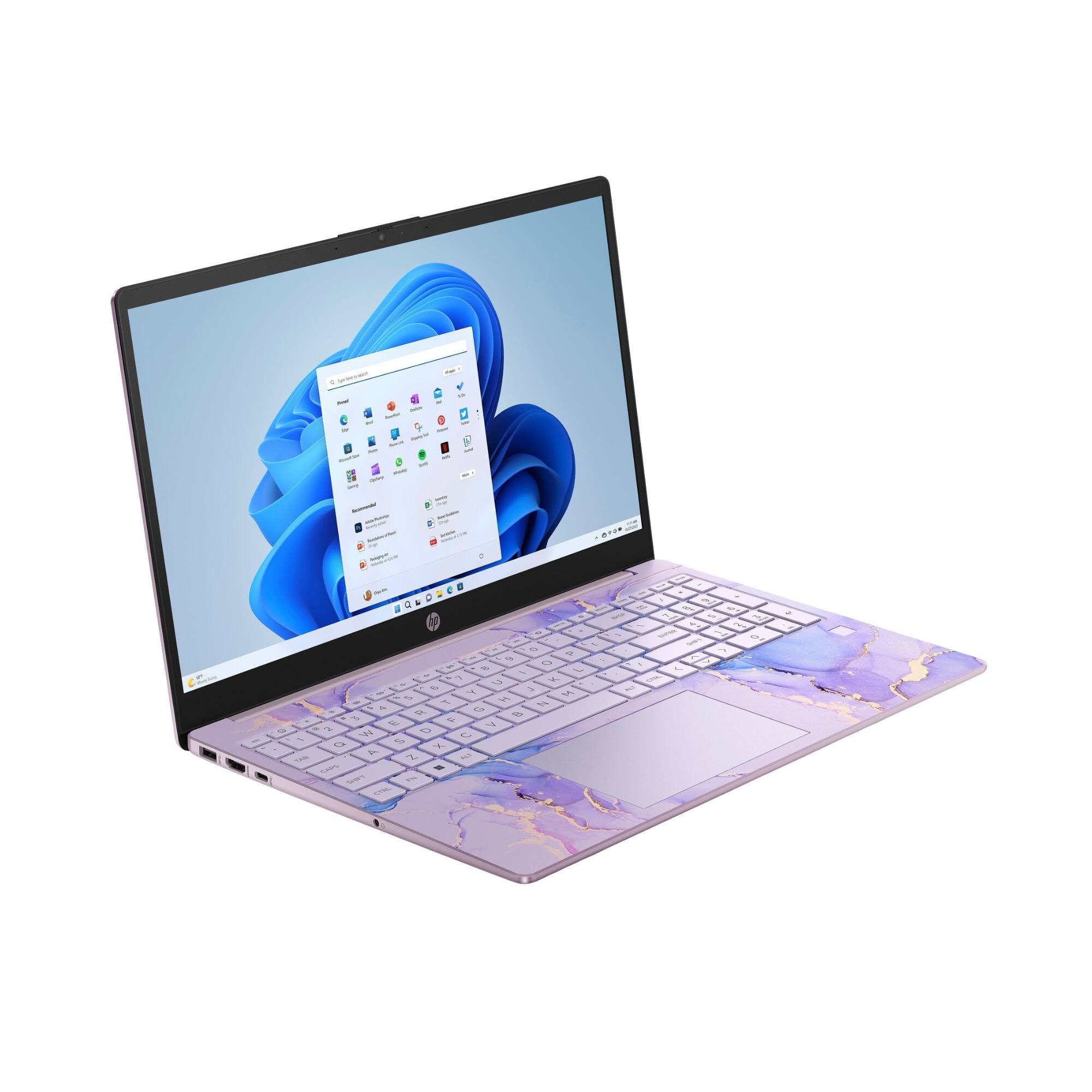 Angle. HP - Refurbished HP 15-fd0123ds 15.6" Touchscreen, Intel N100, 4GB, 128GB, Win 11 Home S-Mode.