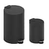 Front. Innovaze - 3.2 Gal./12-Liter and 0.8 Gal./3 Liter Stylish Round Black Metal Step-on Trash Can Set - Black.