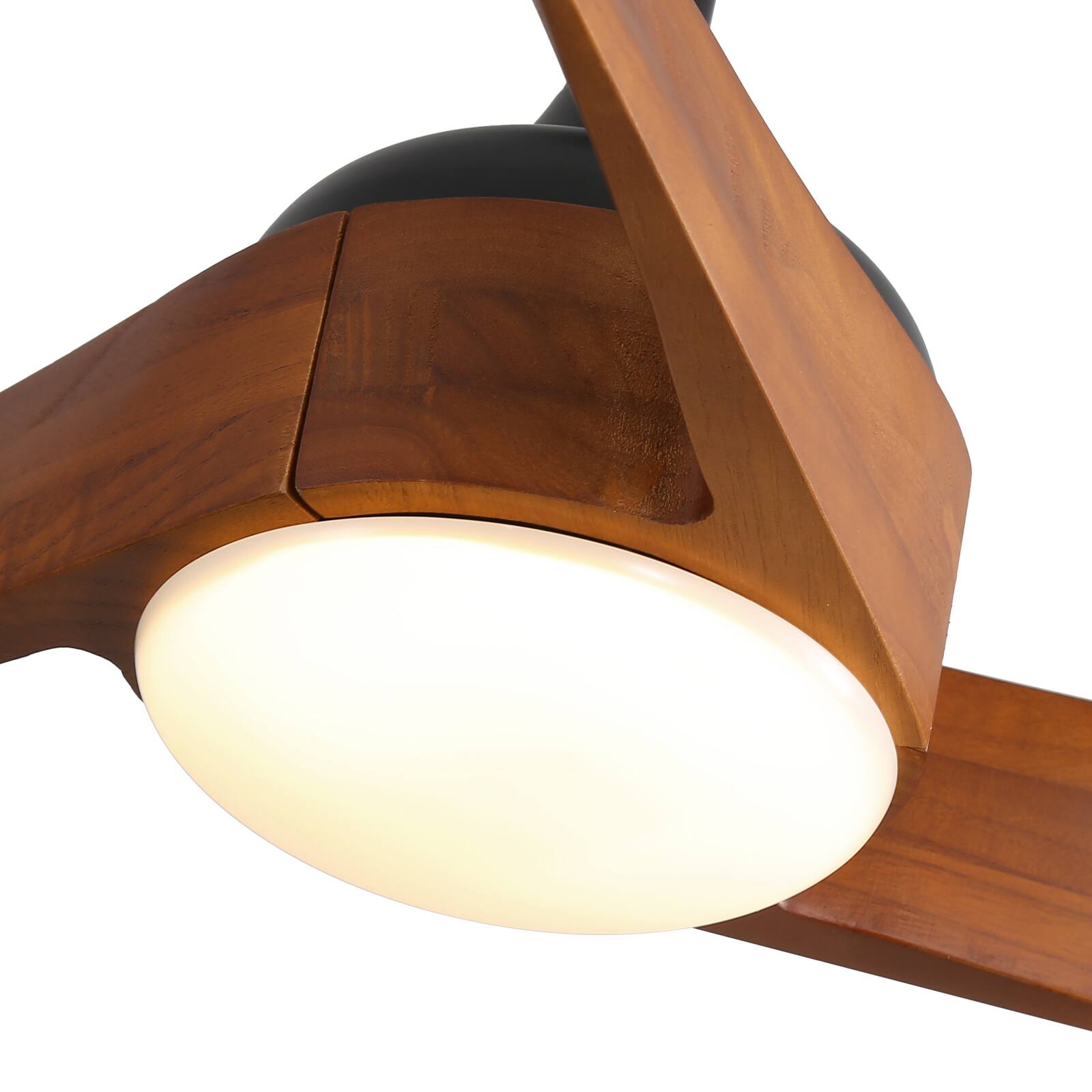 Angle. Sofucor - Sofucor Ceiling Fan Bedroom Solid Wood Ceiling Fan With Light and Remote for Indoor Outdoor Farmhouse/Patios - Black Walnut Wood.