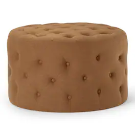 Maven Lane - Marcy Traditional Round Ottoman in Clay Fabric Upholstery - Rustic Clay