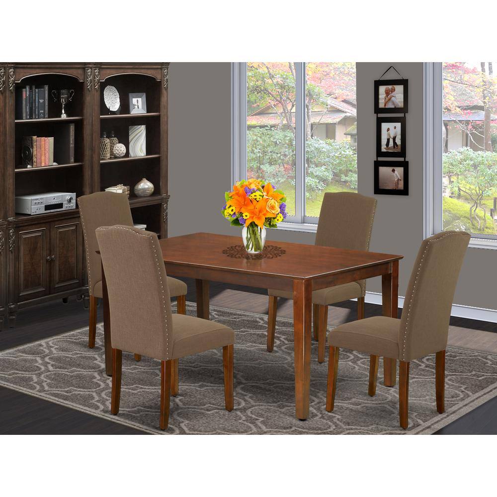 Left. East West Furniture - Dining Room Set Mahogany - Brown.