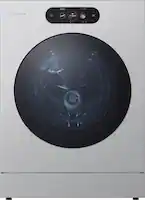 LG - SIGNATURE 5.8 Cu. Ft. High-Efficiency Stackable Smart Front Load Washer with Steam and ezDispense - Brushed Platinum Steel - Front_Zoom