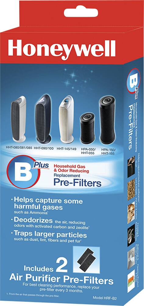 Front. Honeywell - Odor-Reducing Prefilters for Most Honeywell Tower Air Purifiers (2-Pack) - Blue.