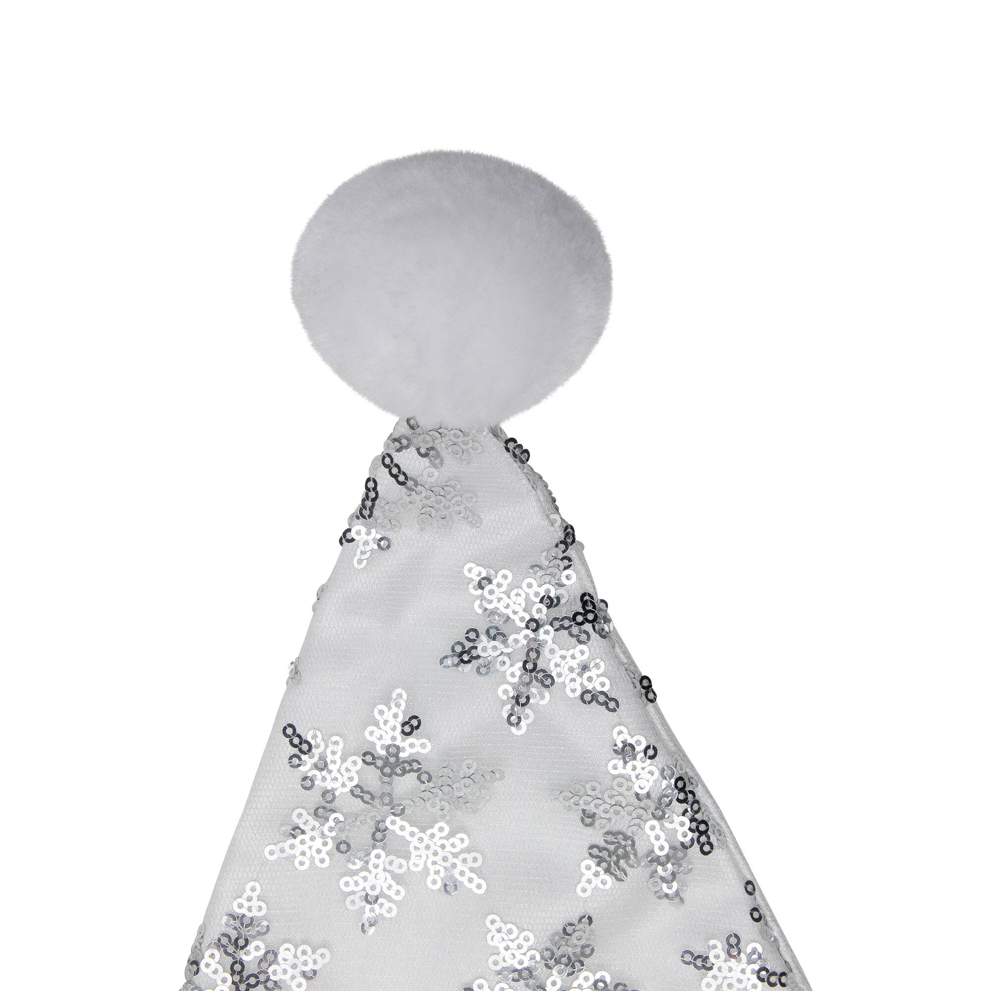 Alt View 5. Northlight - 21" Silver and White Sequin Snowflake Christmas Santa Hat - Medium - White.