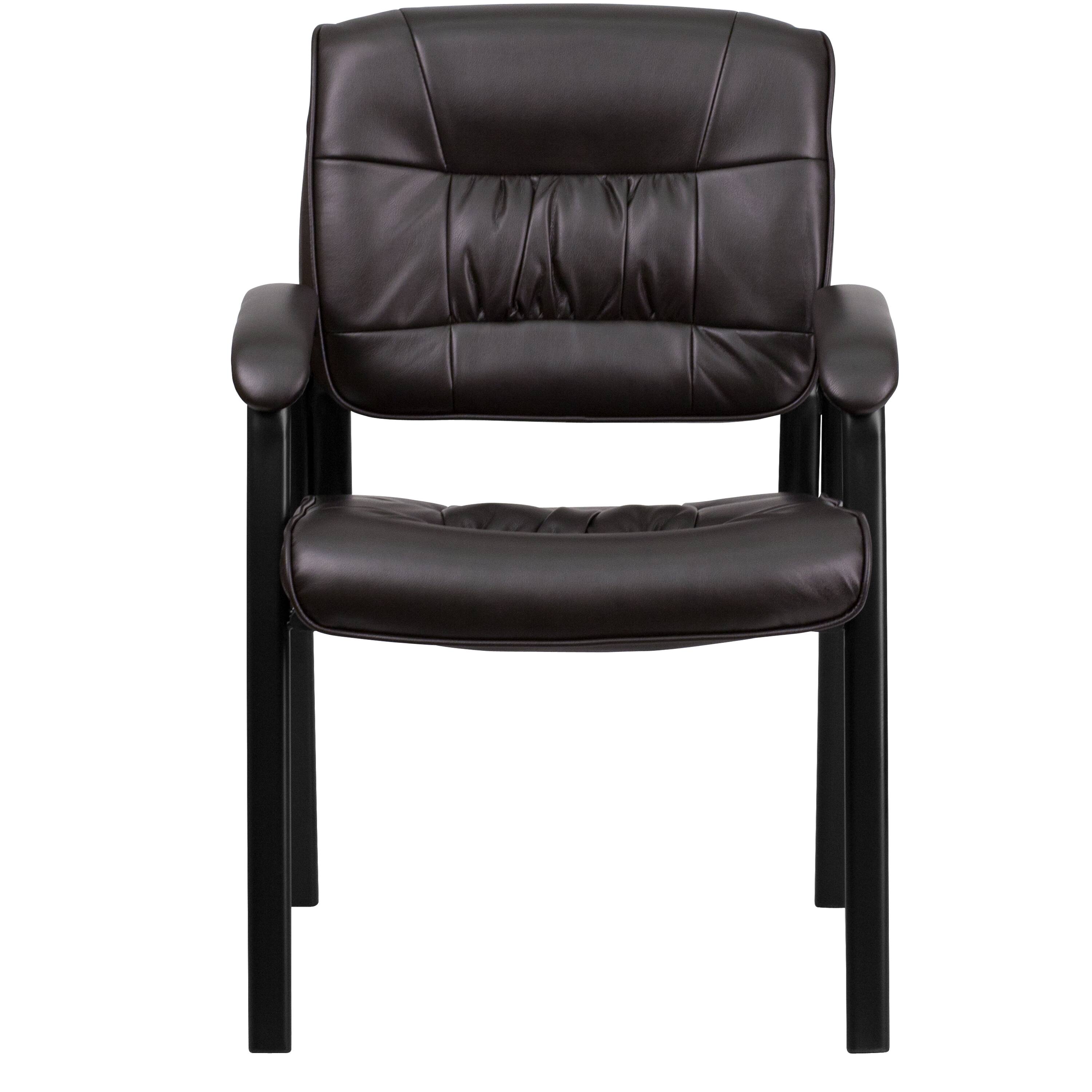 Alt View 7. Emma + Oliver - Faux Leather Executive Reception Chair with Powder Coated Frame - Brown LeatherSoft/Black Frame.