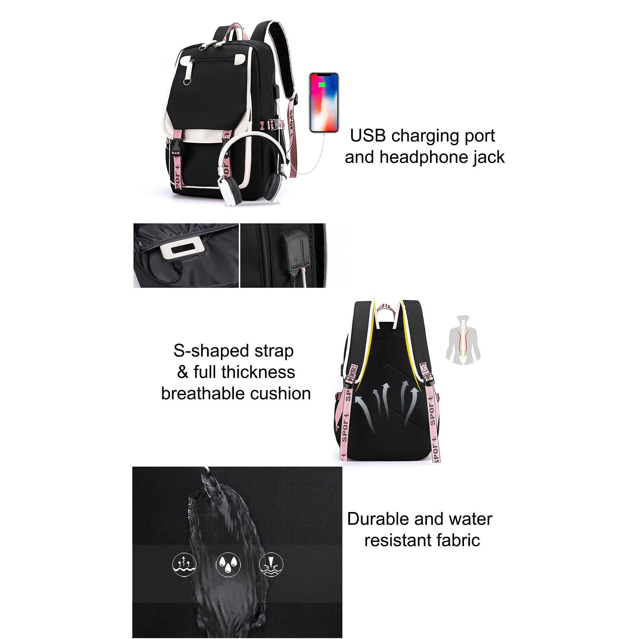 Alt View 3. Pacoar Cade - Teenage Girls' Backpack Middle School Students Bookbag Outdoor Daypack With Usb Charge Port (21 Liters  Black Pink) - Green Black-21 Liters.