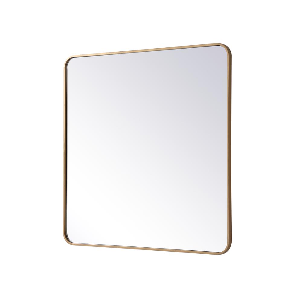 Left. Elegant Decor - Soft corner metal rectangular mirror 36x36 inch in Brass - Brass.