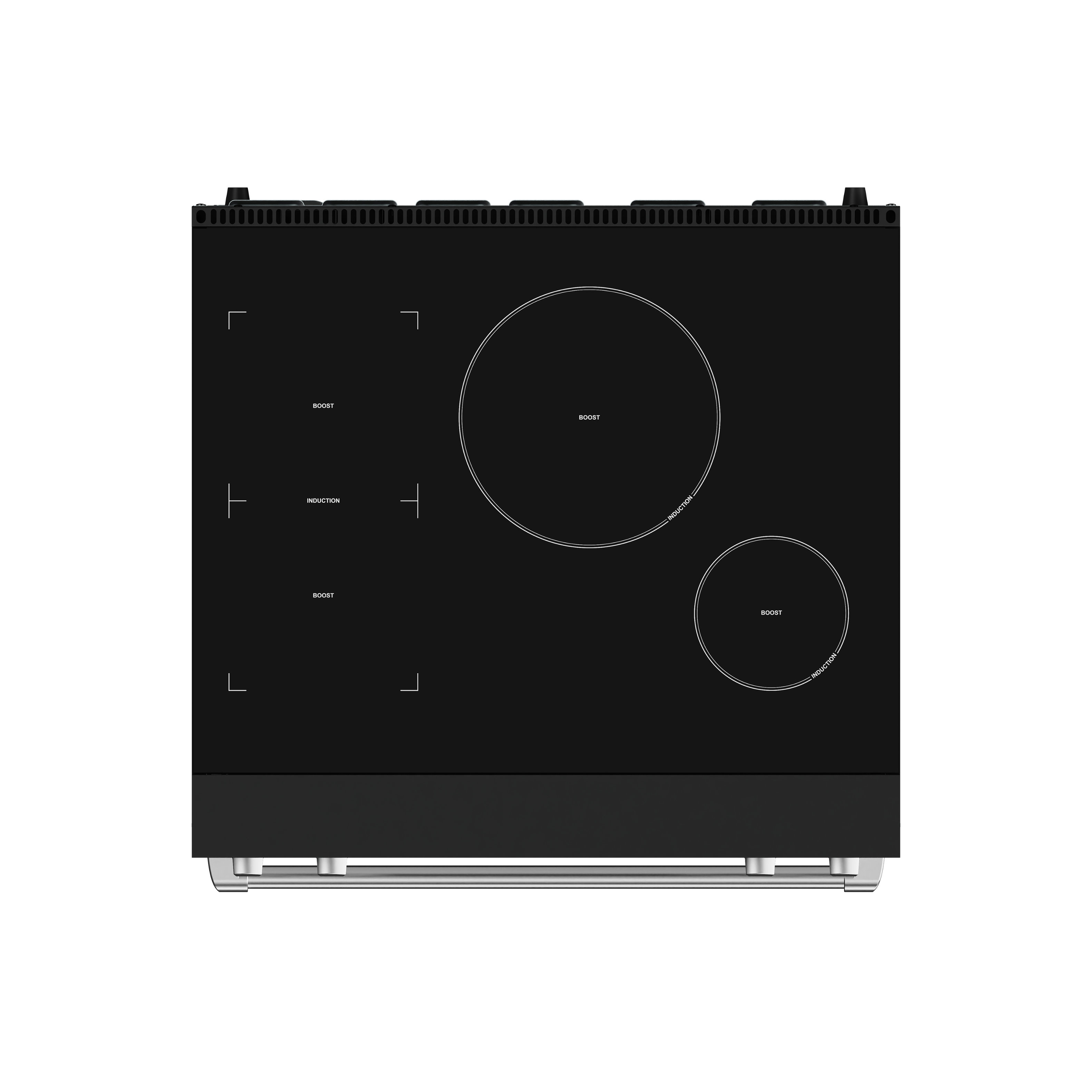 Back. Thor Kitchen - Gordon Ramsay Series by Thor Kitchen 4.8 Cu. Ft Freestanding Induction Range with Stainless Hardware - Matte Black.