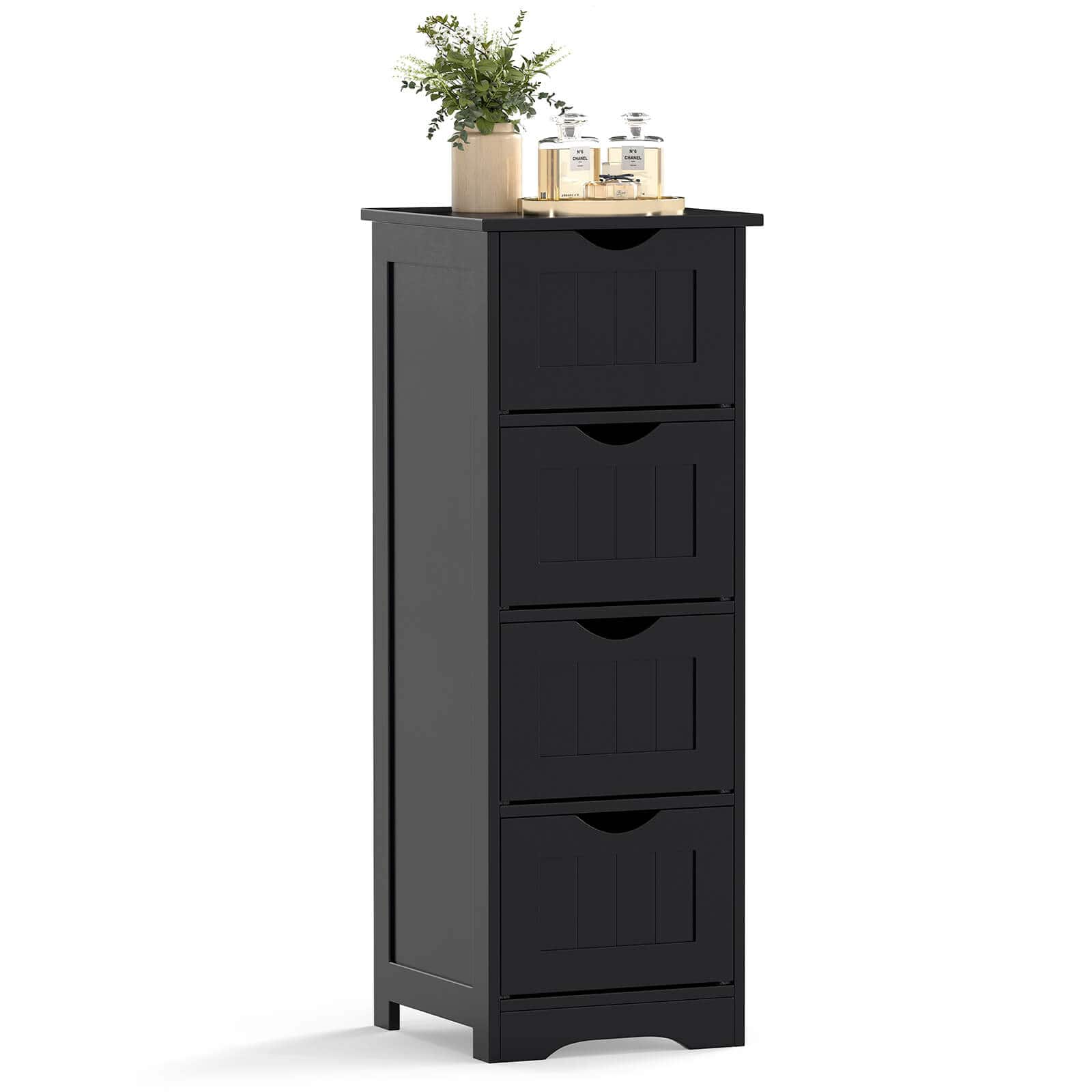 "Costway - 32.5"" Bathroom Floor Cabinet with Anti-tipping Device Freestanding Towel Cabinet - Black" price history on PriceWatchPro