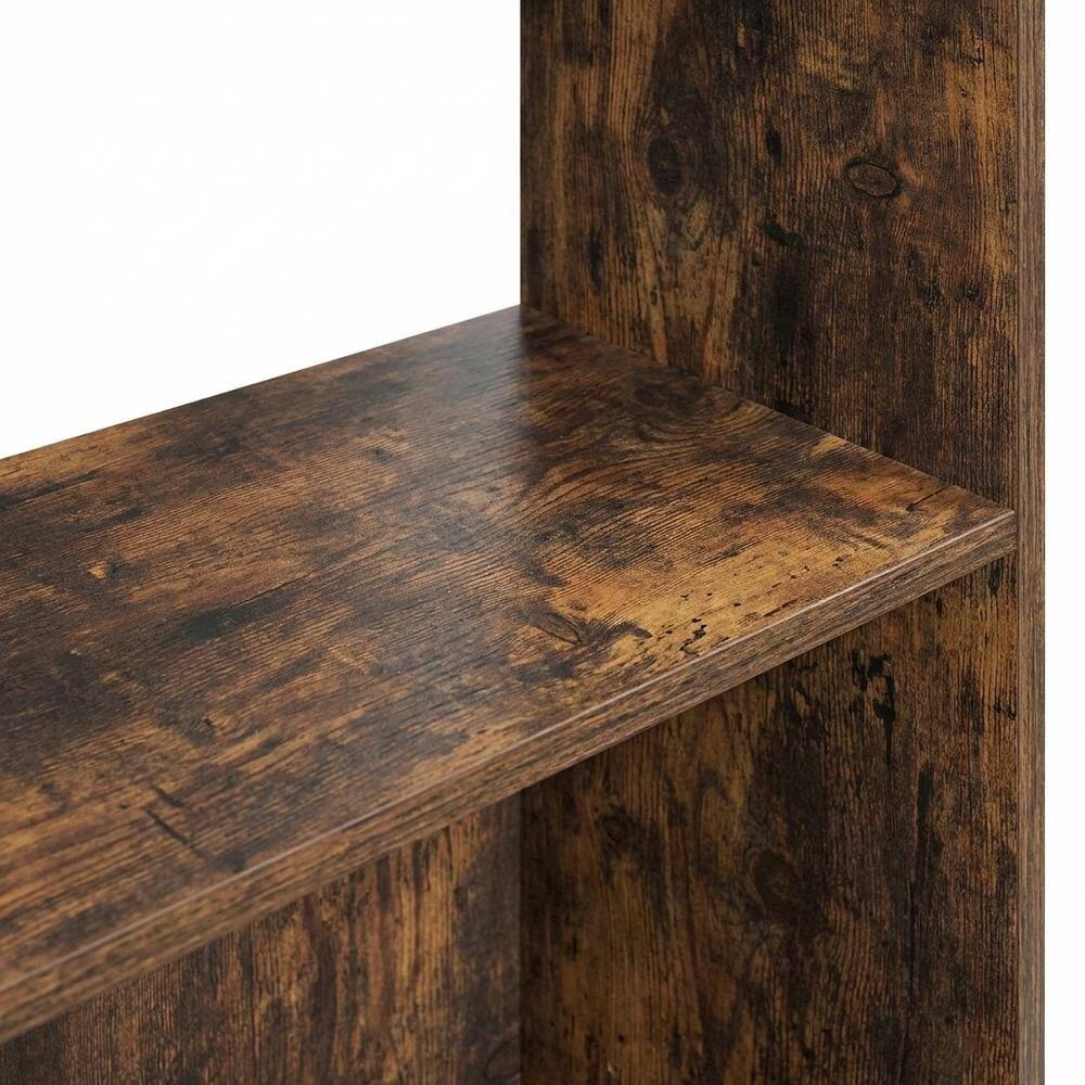 Alt View 1. FurniFact - 5-tier adjustable shelf bookcase with Engineered Wood construction - Amber Pine.